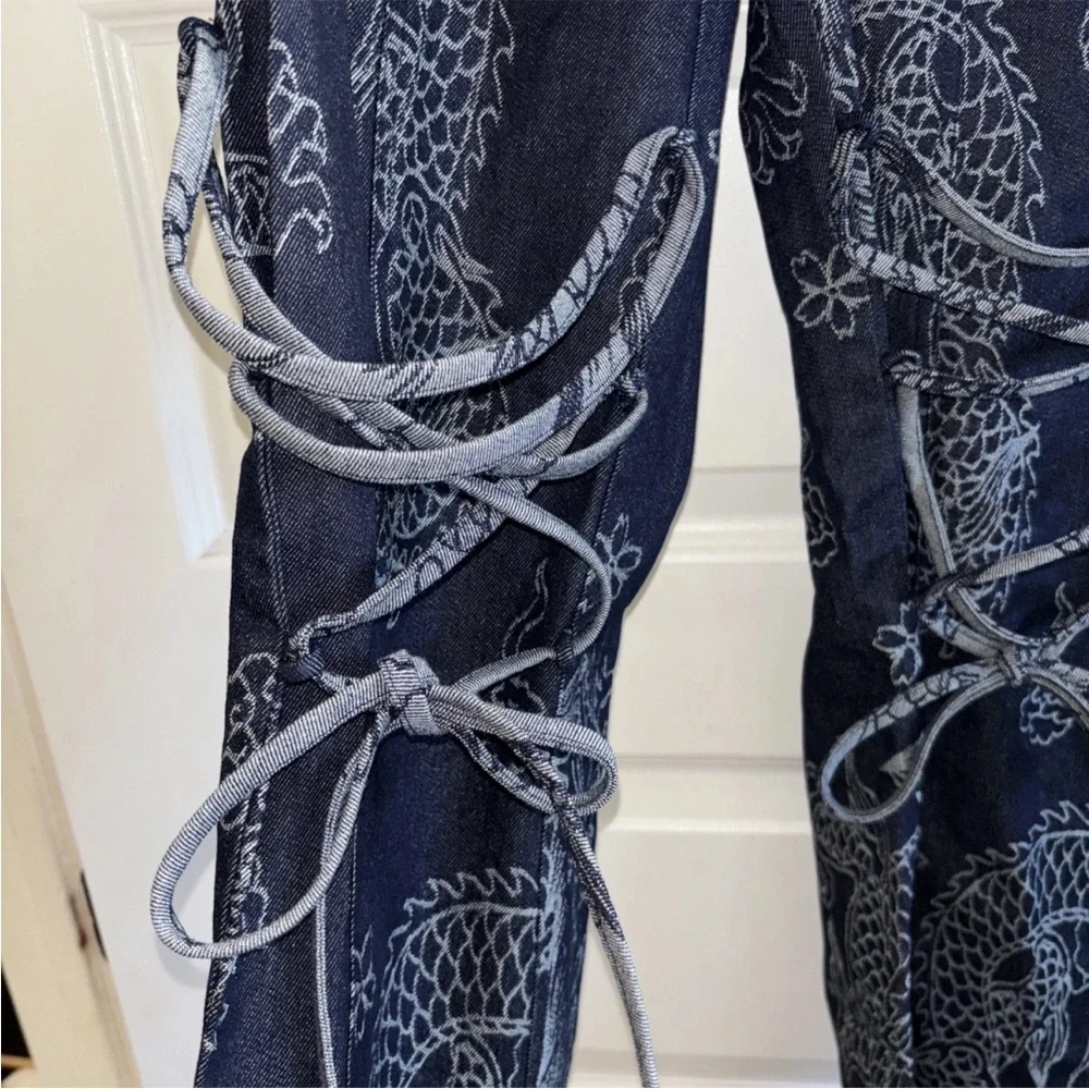 Kim Shui SET Stylish Bandana Print Women's Blue Top & Pants XS Rare - Picture 4 of 6